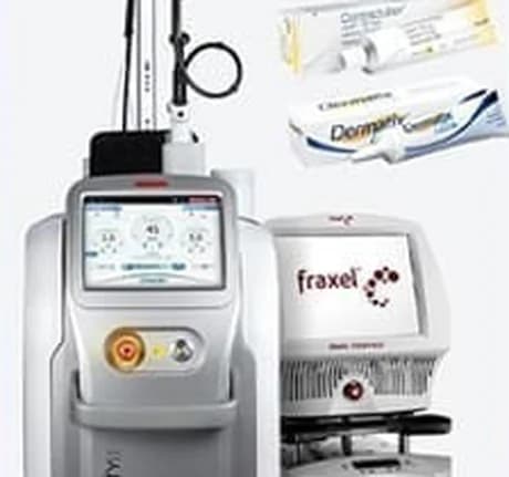 Peralatan laser dan salep bekas luka yang dipakai dalam perawatan bekas luka
