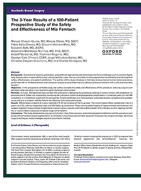 Studi tindak lanjut 3 tahun tentang Mia Femtech yang dimuat dalam Aesthetic Surgery Journal