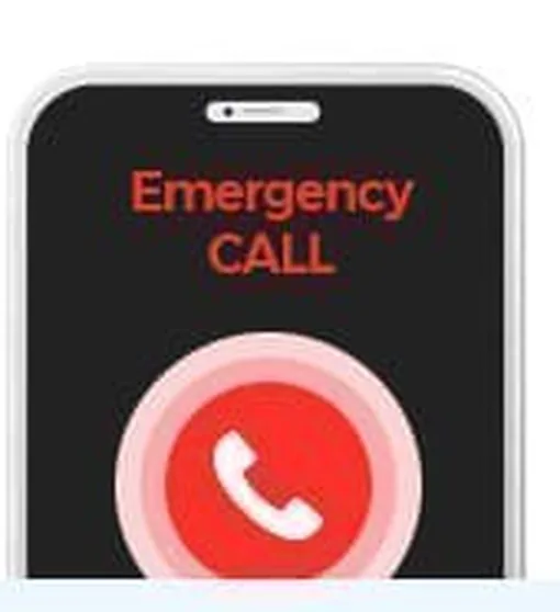 Ponsel dengan layar Emergency CALL menyala
