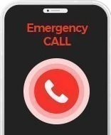 Ponsel dengan layar Emergency CALL menyala