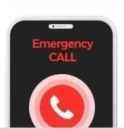 Ponsel dengan layar Emergency CALL menyala