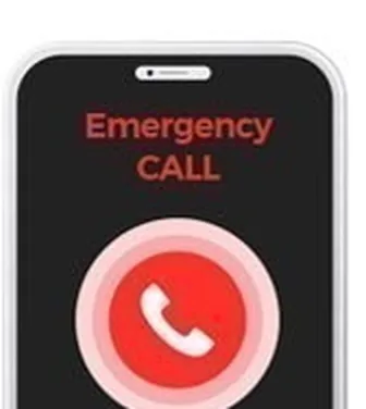 Ponsel dengan layar Emergency CALL menyala