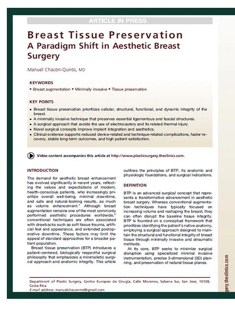 Halaman 1 artikel Clinics in Plastic Surgery — Breast Tissue Preservation: A Paradigm Shift in Aesthetic Breast Surgery