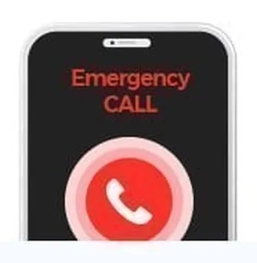 Ponsel dengan layar Emergency CALL menyala
